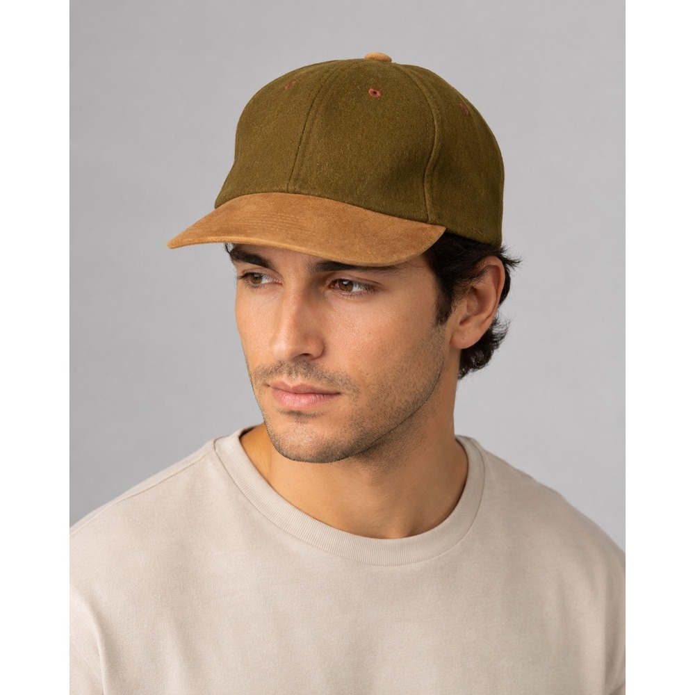 Street Smart by Betmar Wool Blend Baseball Cap Olive Green Tan Suede Brim Hat